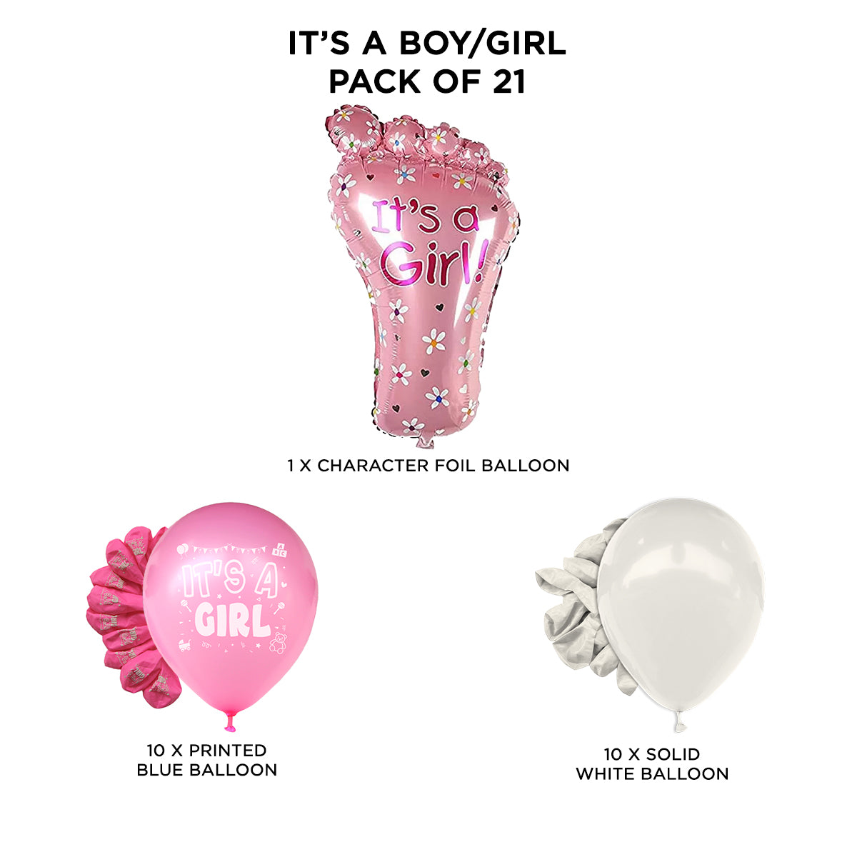 Its a Baby Feet Printed Balloons Bouquet - 21 Pcs