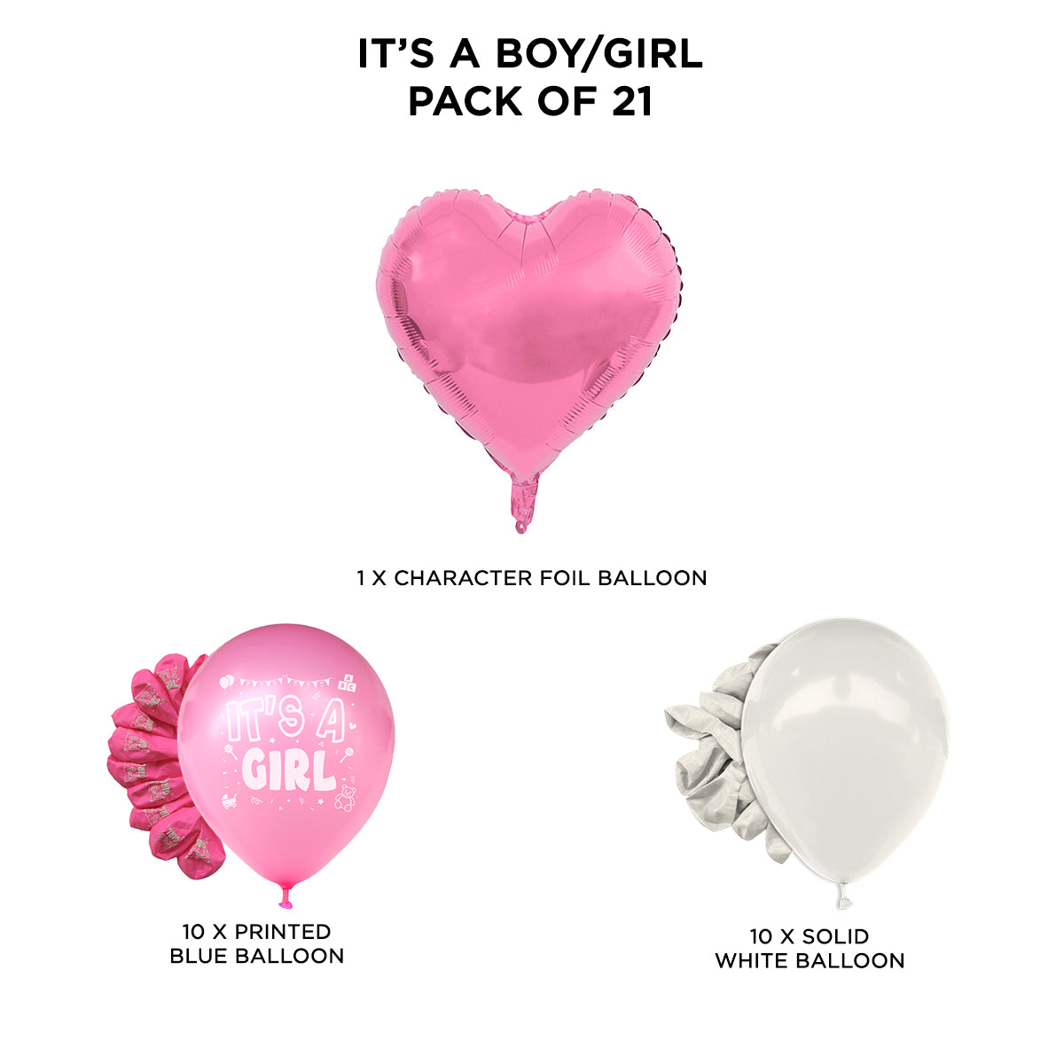 Its a Boy & Girl Printed Balloons - 21 Pcs