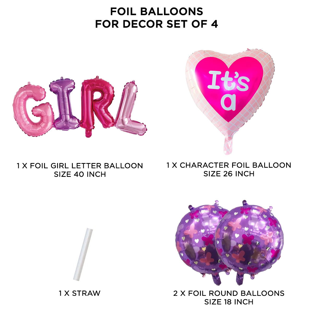 Its Girl Foil Balloon Set