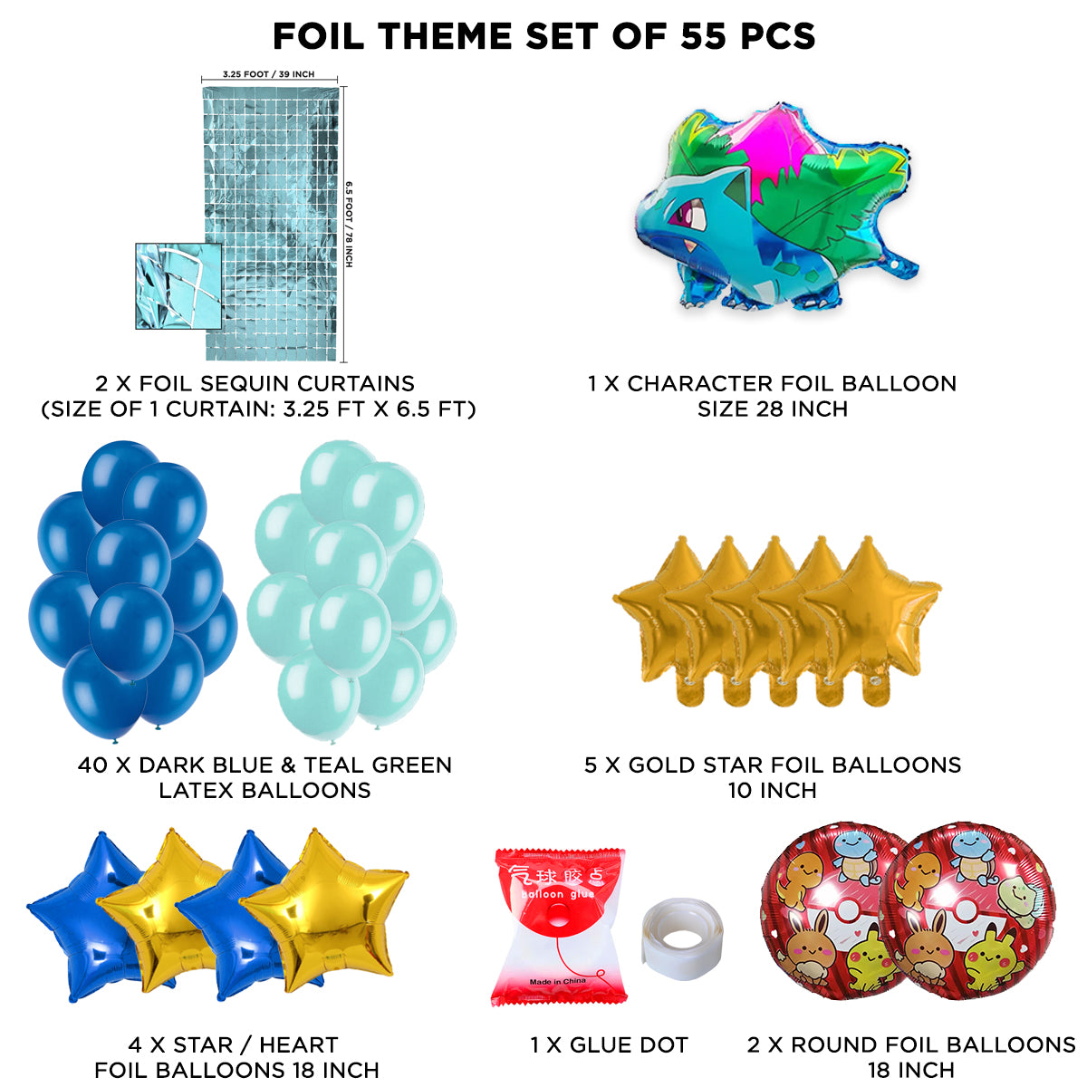 Ivy-saur Foil Balloon Theme With Rectangle Curtain