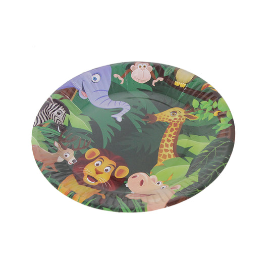 Printed Cartoon Character Jungle Safari Disposable Plates - Pack Of 10