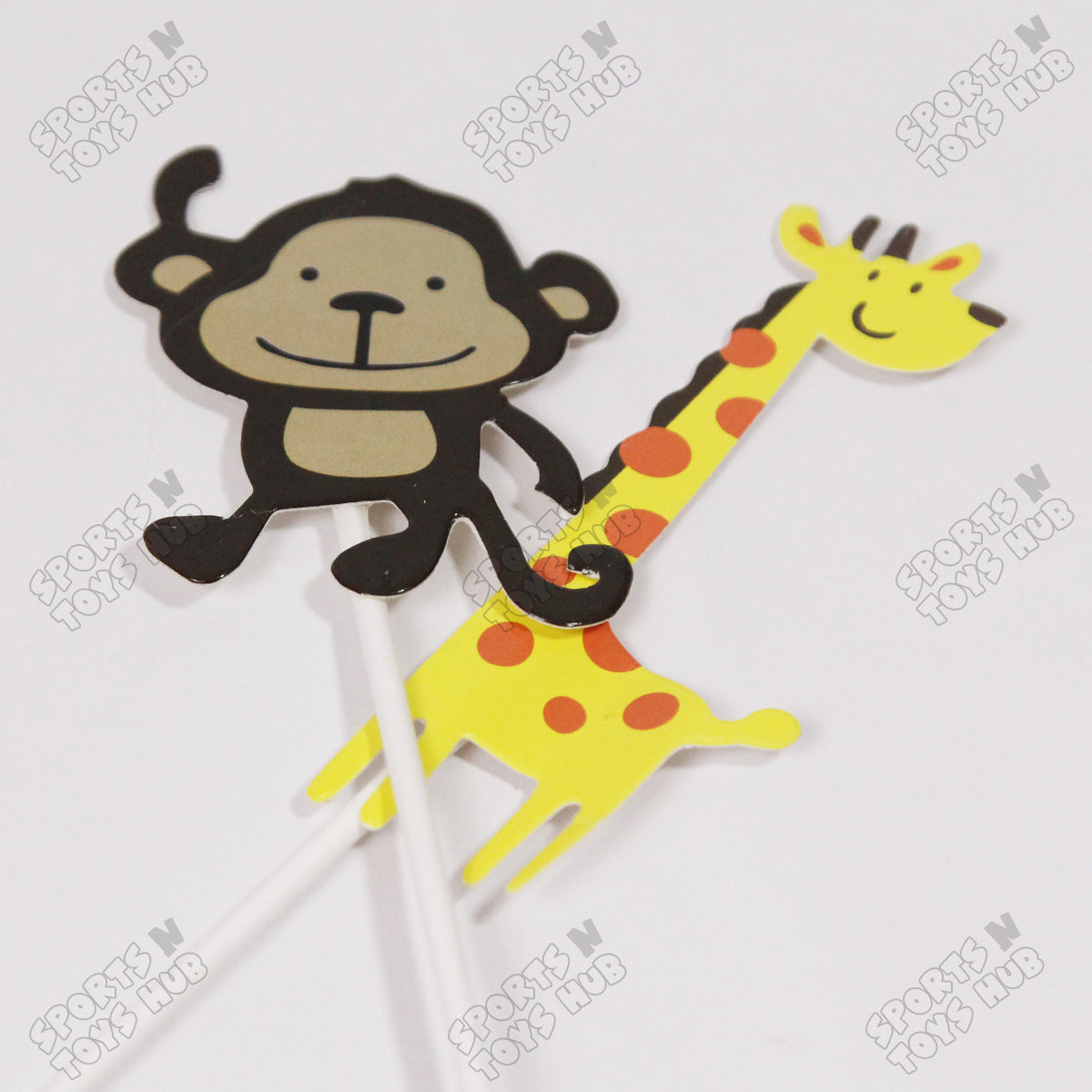 Cartoon Characters HBD Jungle Safari Cake Topper - 5 Pcs