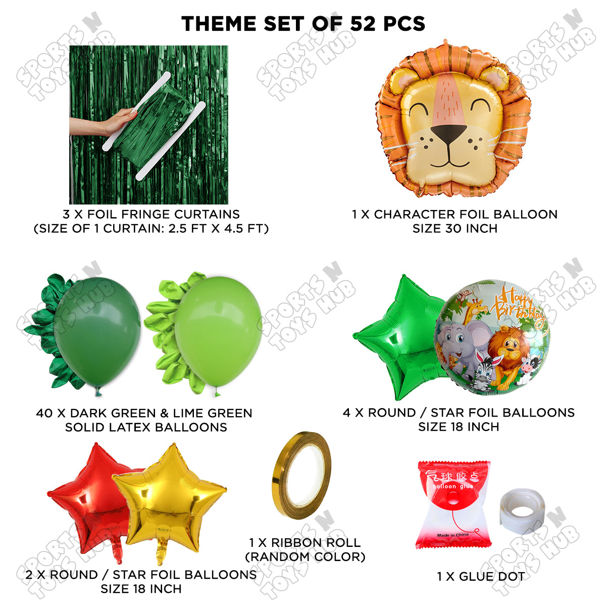 Lion Animal Character Foil Balloon Set Theme