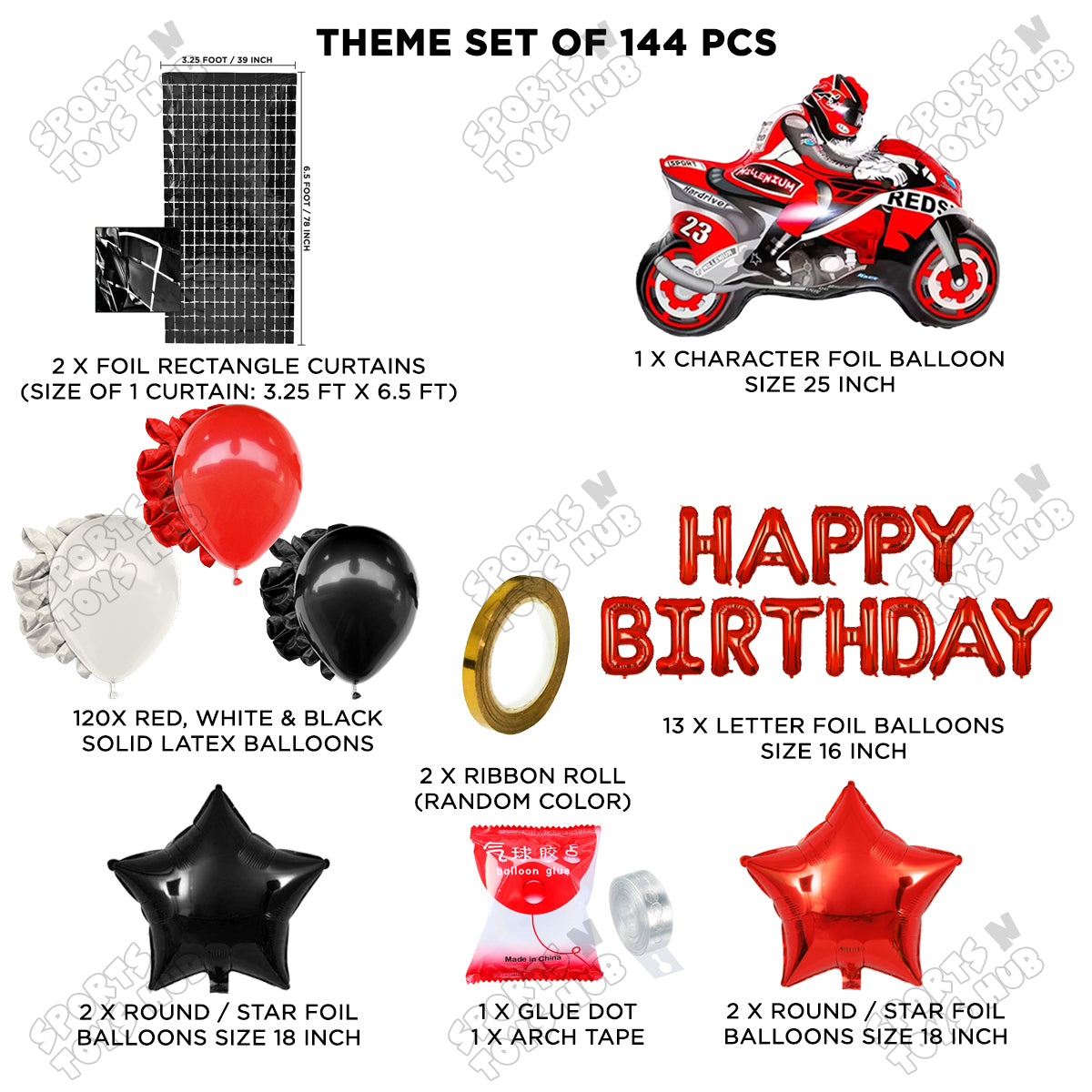 Sports Heavy Bike Foil Balloon Set Arch Theme Collection