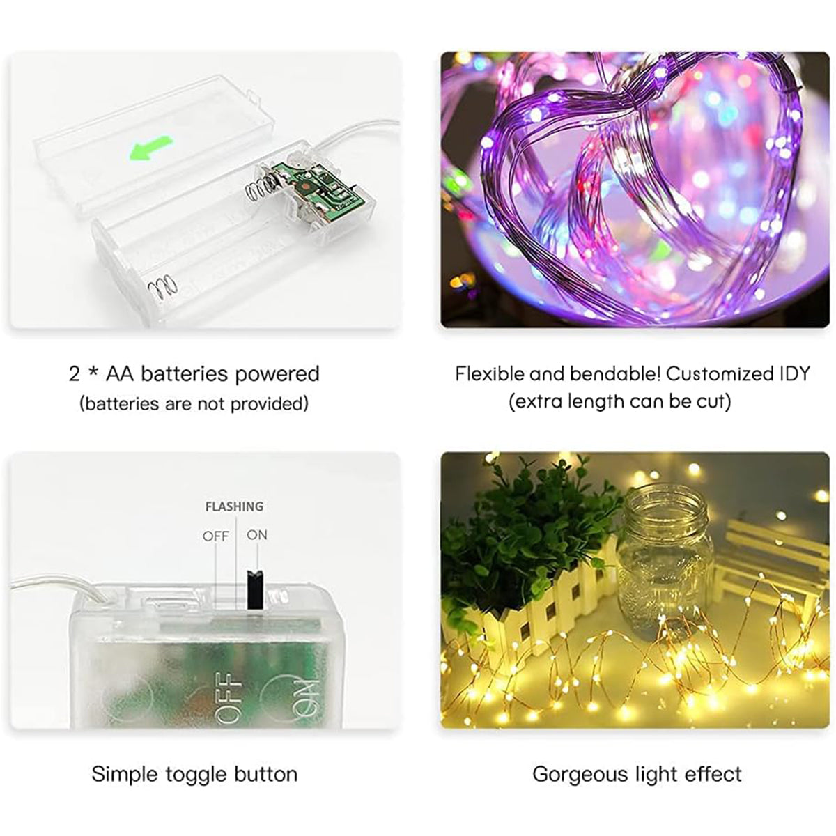 Mini Fairy Lights Battery Operated - 3 Modes - 10 FT