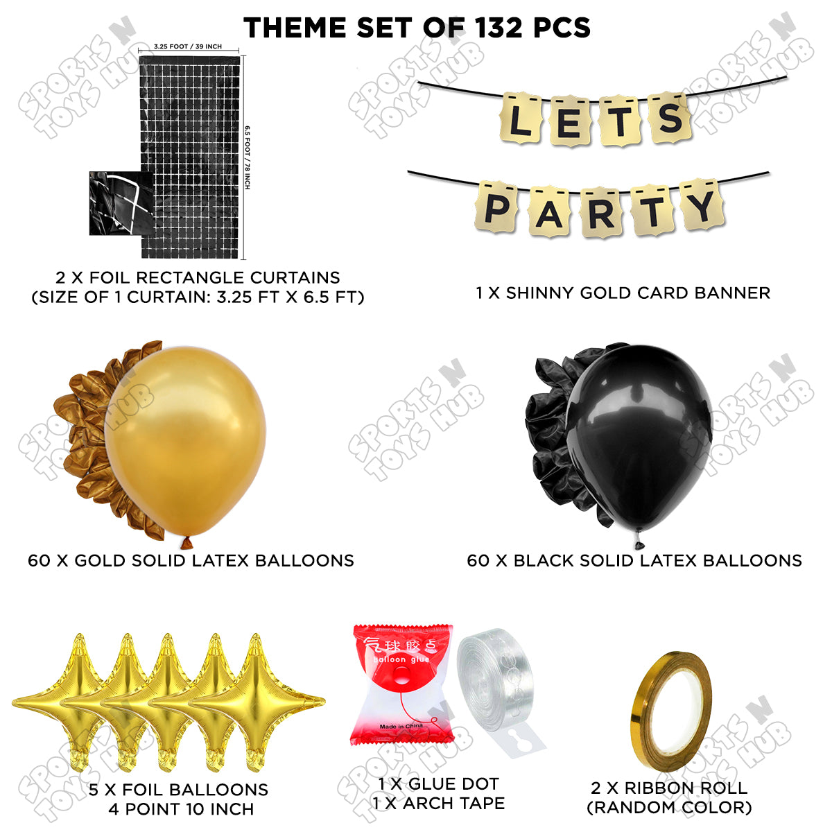 Lets Party Gold Shiny Card Banner Theme Collection