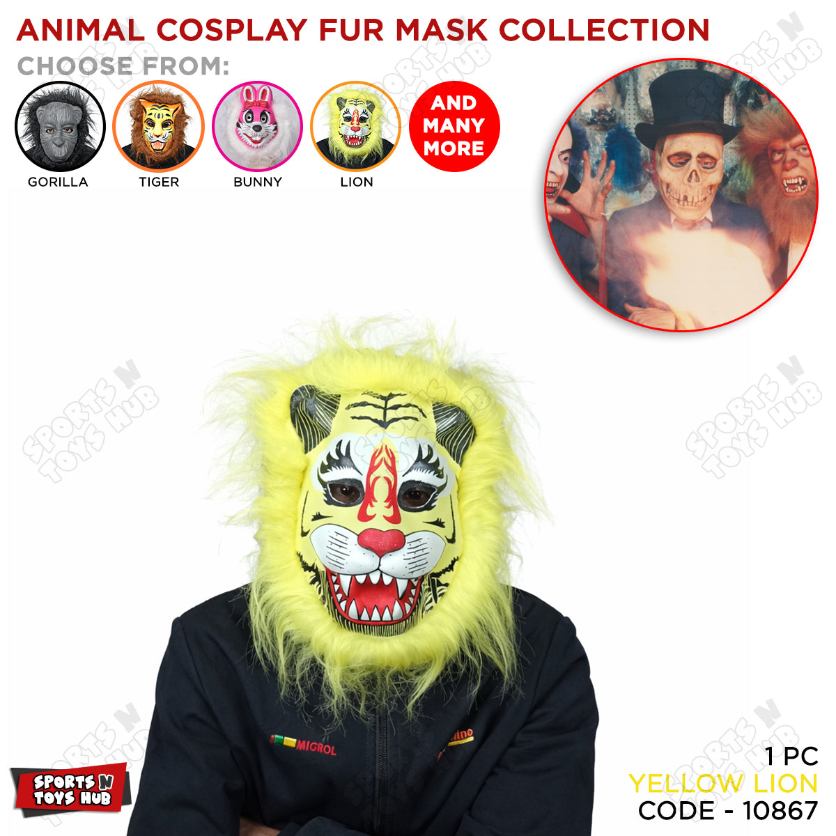 Faux Furr Animal Lion Character Coseplay Mask