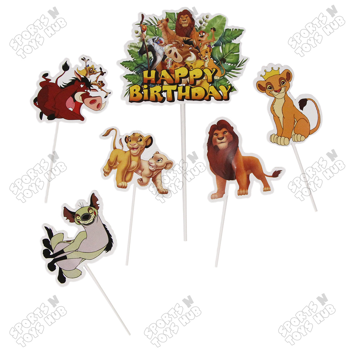 Cartoon Characters HBD Lion King Simb@ Cake Topper - 8 Pcs
