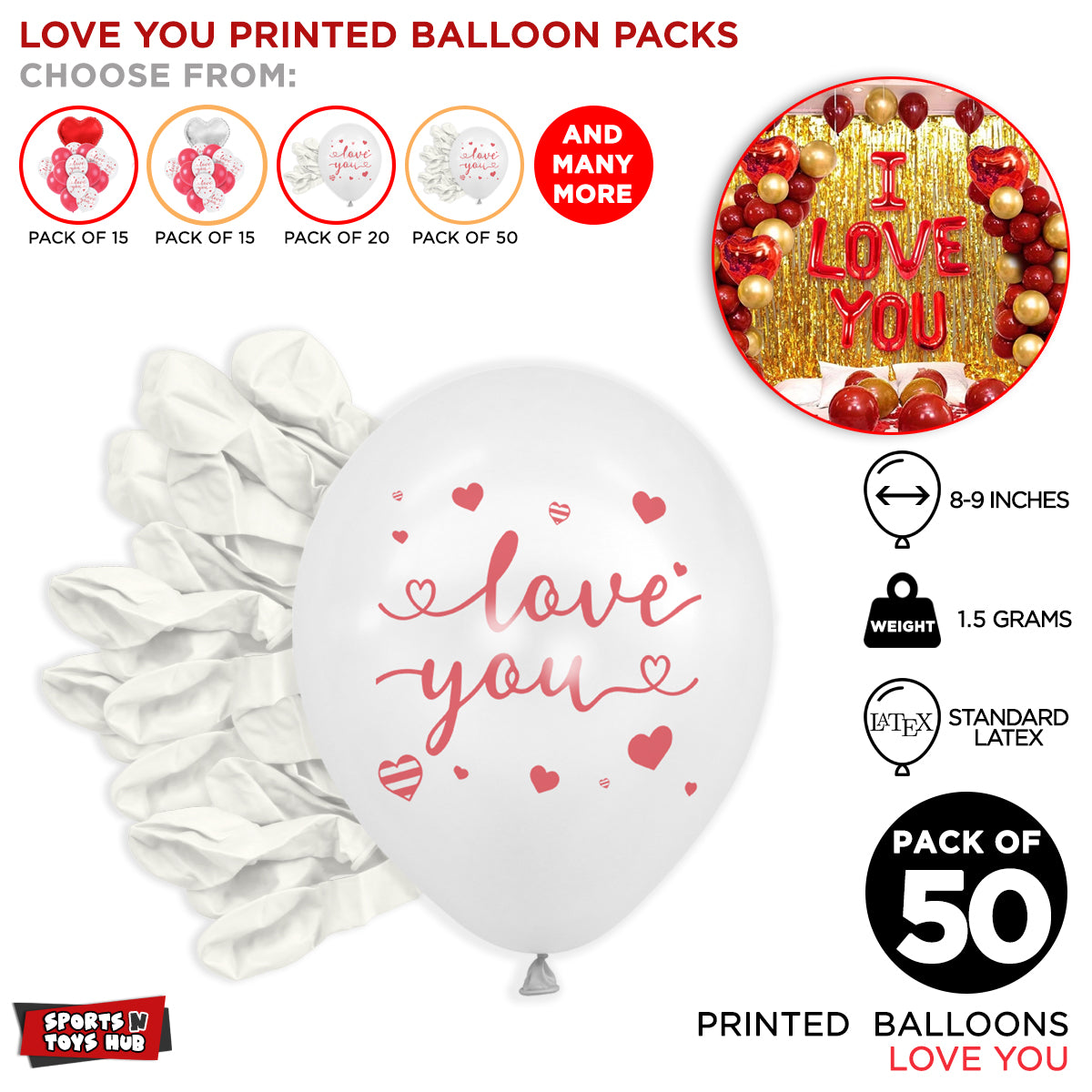 Love You Printed Balloons Collection
