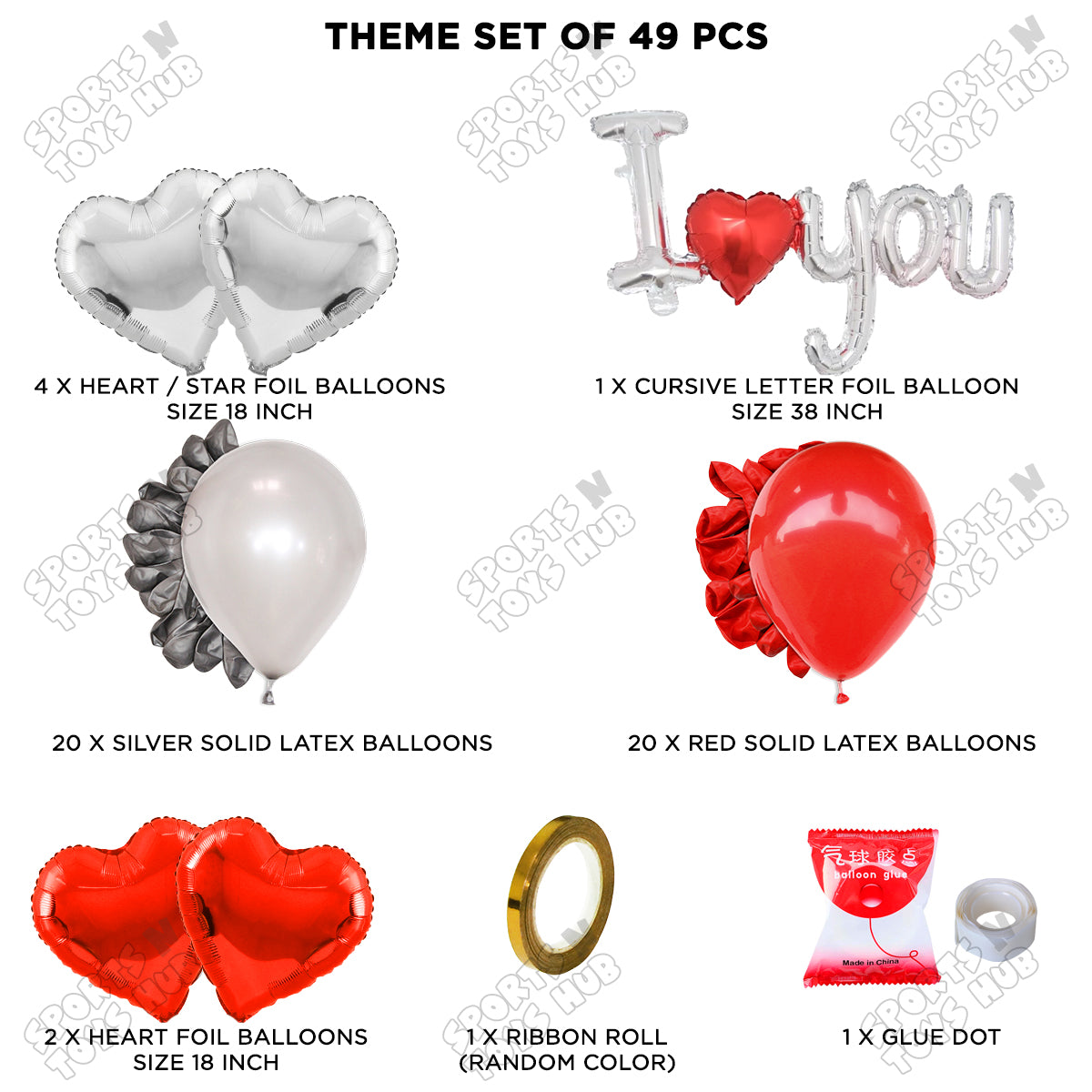 I ♥ You Foil Letter With Heart Theme Collection