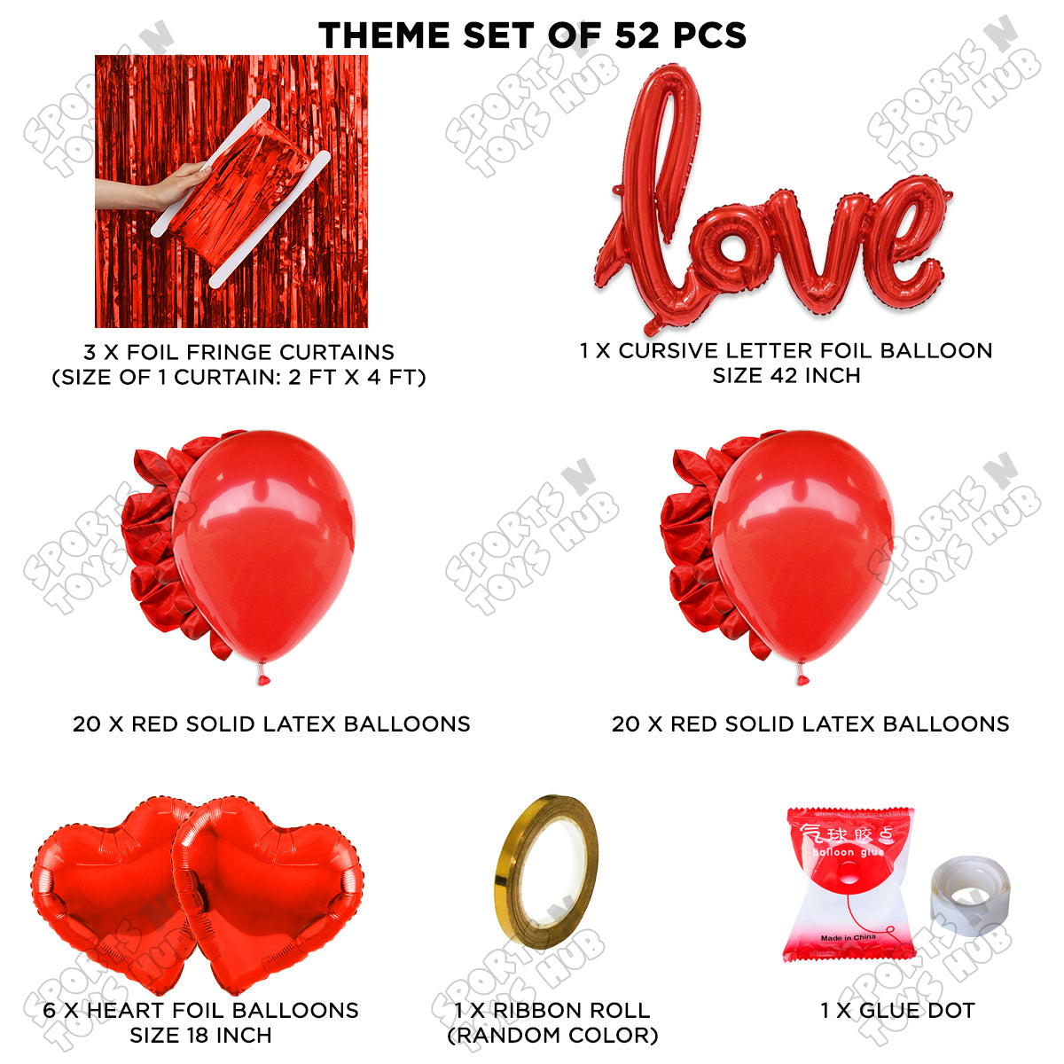 Jumbo Love Foil Balloon Set Curtain Theme Collection