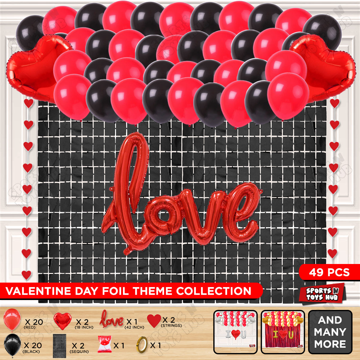 Love Cursive Foil Letter Rectangle Curtain Theme Collection