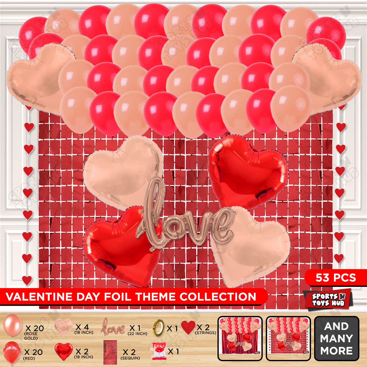 Love Foil Balloon Set Rectangle Curtain Theme Collection