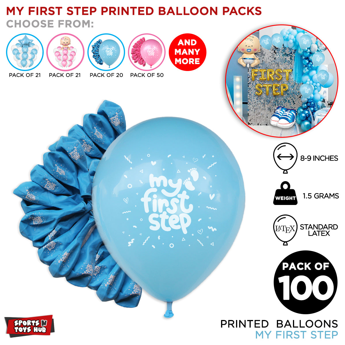 First Step Baby Boy Printed Balloon Collection