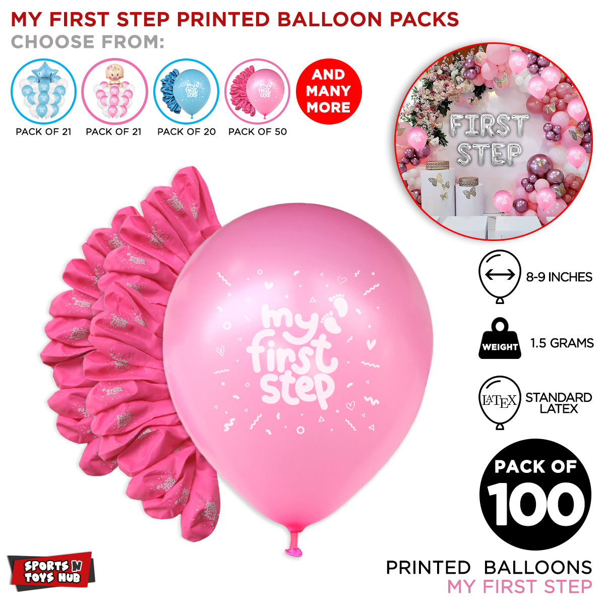 First Step Baby Girl Printed Balloon Collection