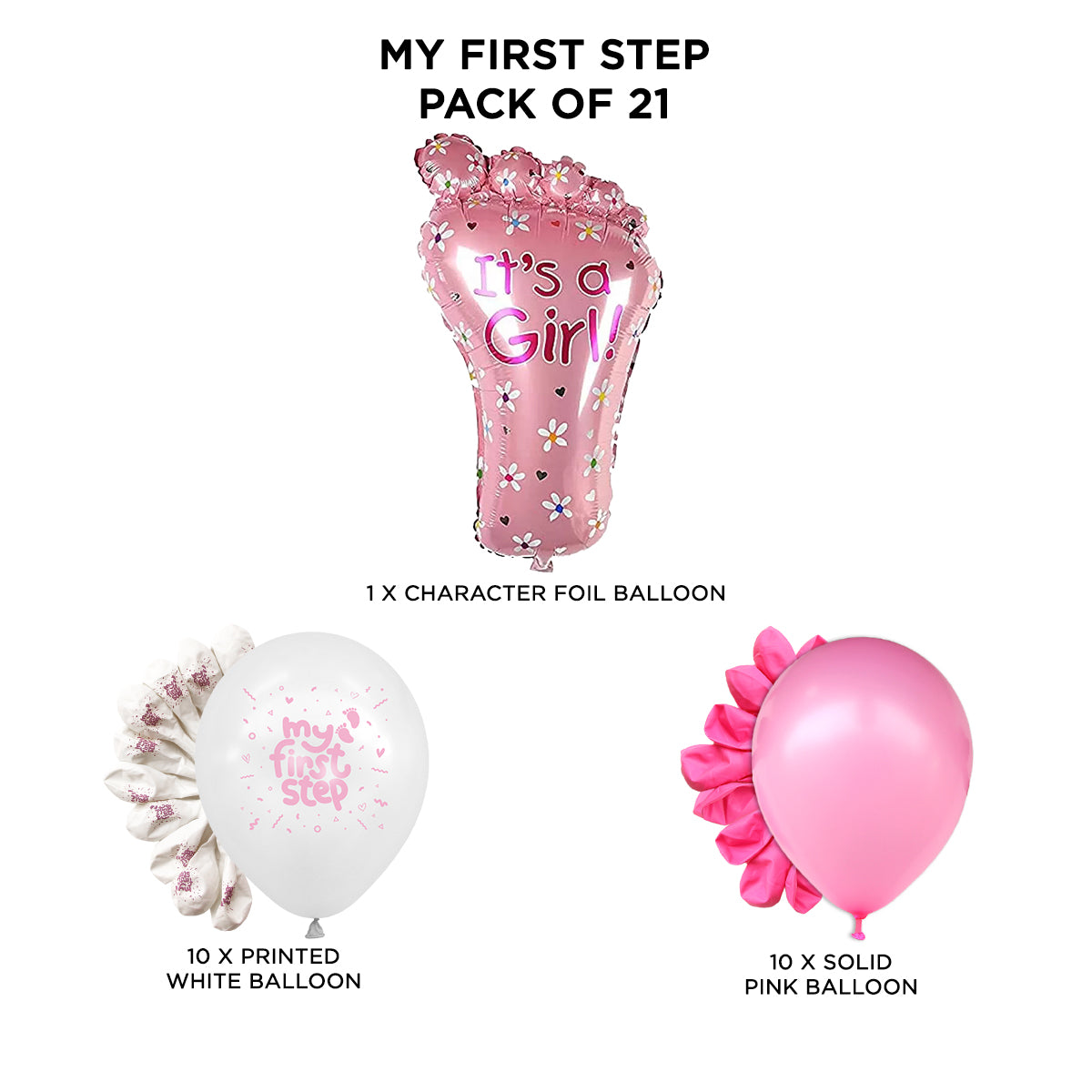 First Step Girl Feet Printed Balloon Collection