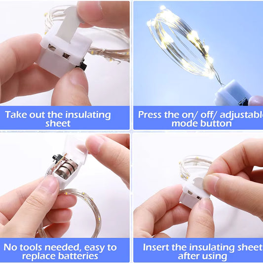 3 Modes Mini Steel Wire Fairy Light Battery Operated Ideal For Adding to Gift Baskets or Boxes or Room Decor