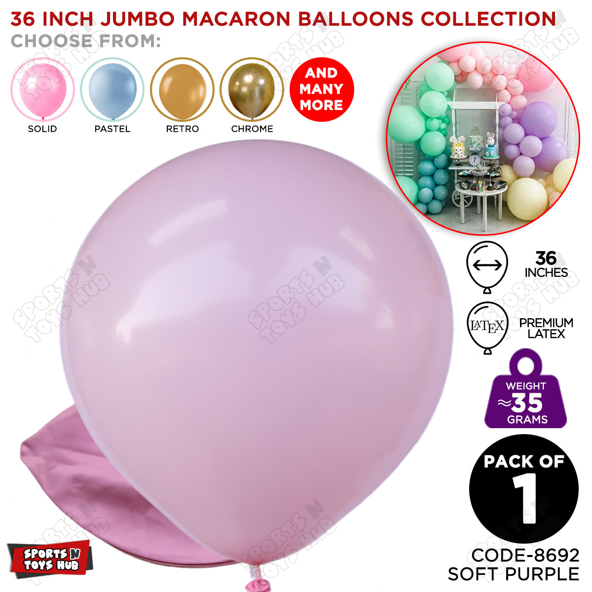 36 Inch Jumbo 35 Gram Pastel Balloons Collection