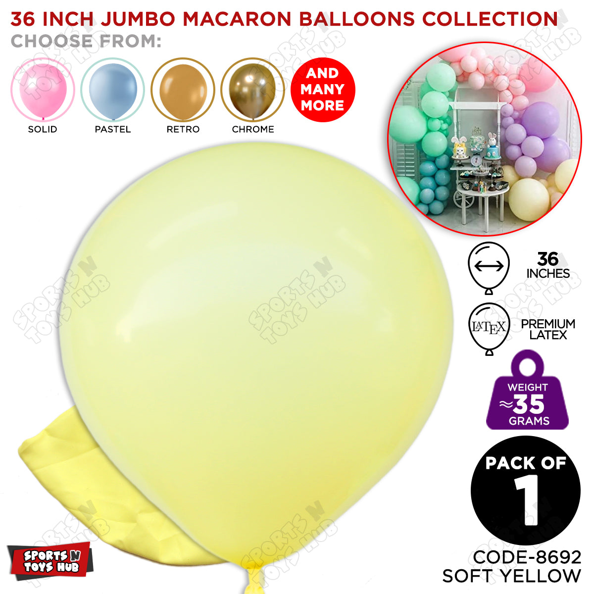 Shades Of Yellow Latex Solid Balloon Collection