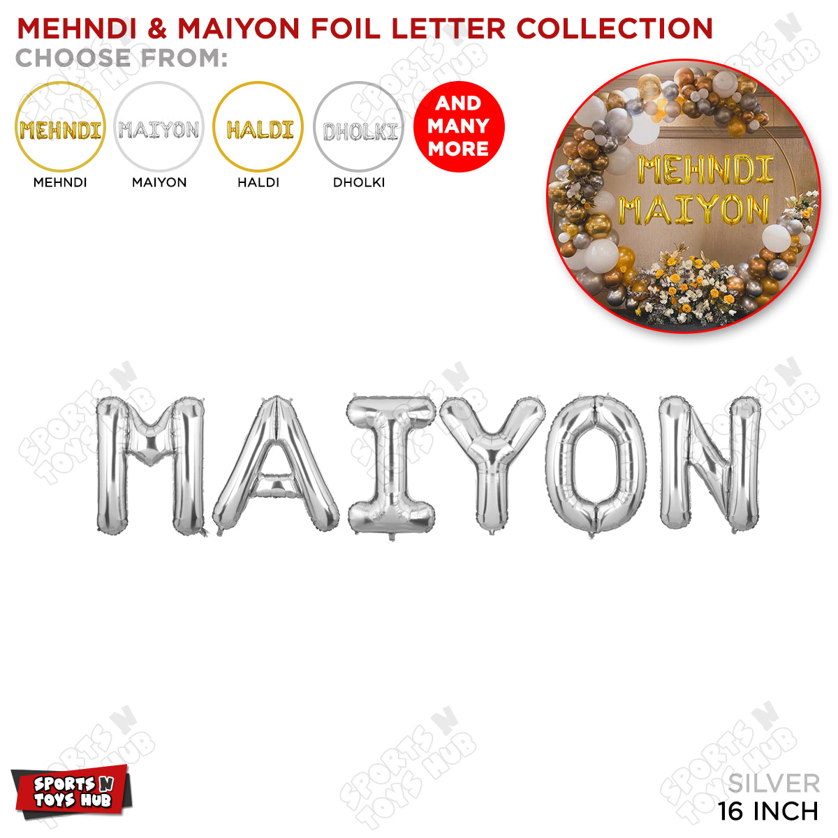 Mehndi Silver Foil Letter Collection