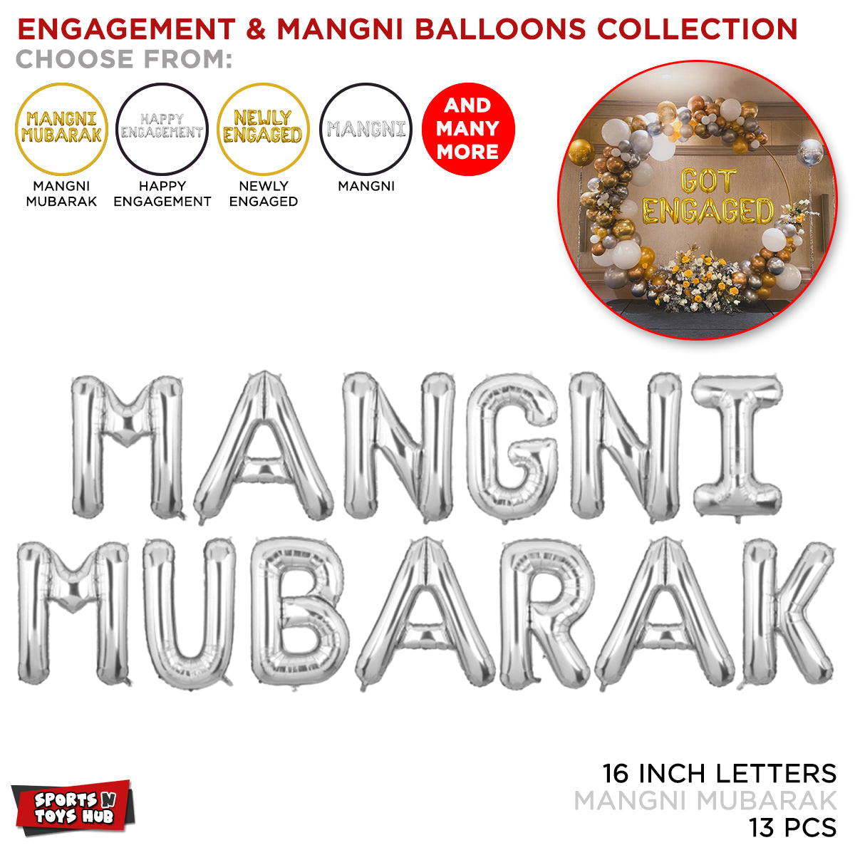 thumbnail image 2 of Ramadan Mubarak Foil Letter Balloons – 16 Inch Hanging Decor With Ribbon 2 of 5