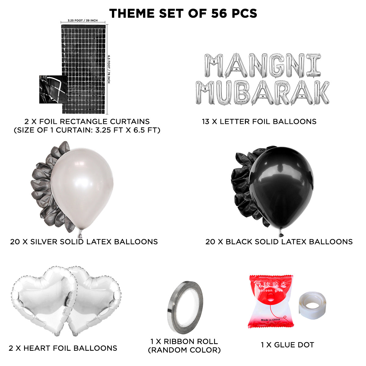 Mangni Mubarak Letter Theme Collection - Silver