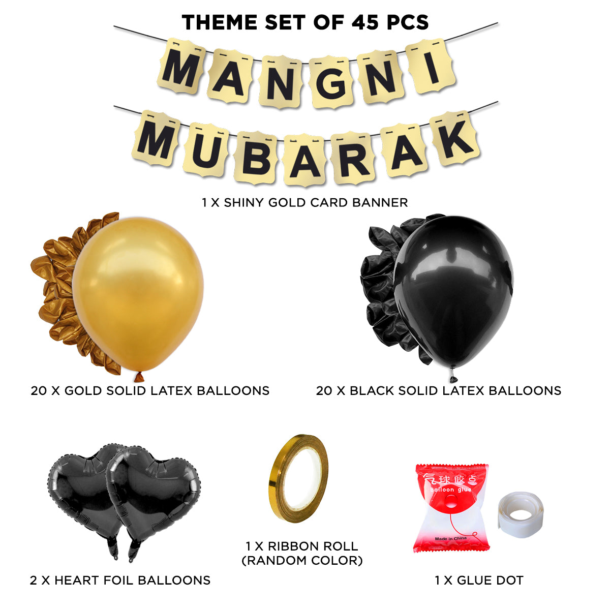 Mangni Mubarak Shinny Gold Card Banner Theme Without Curtain