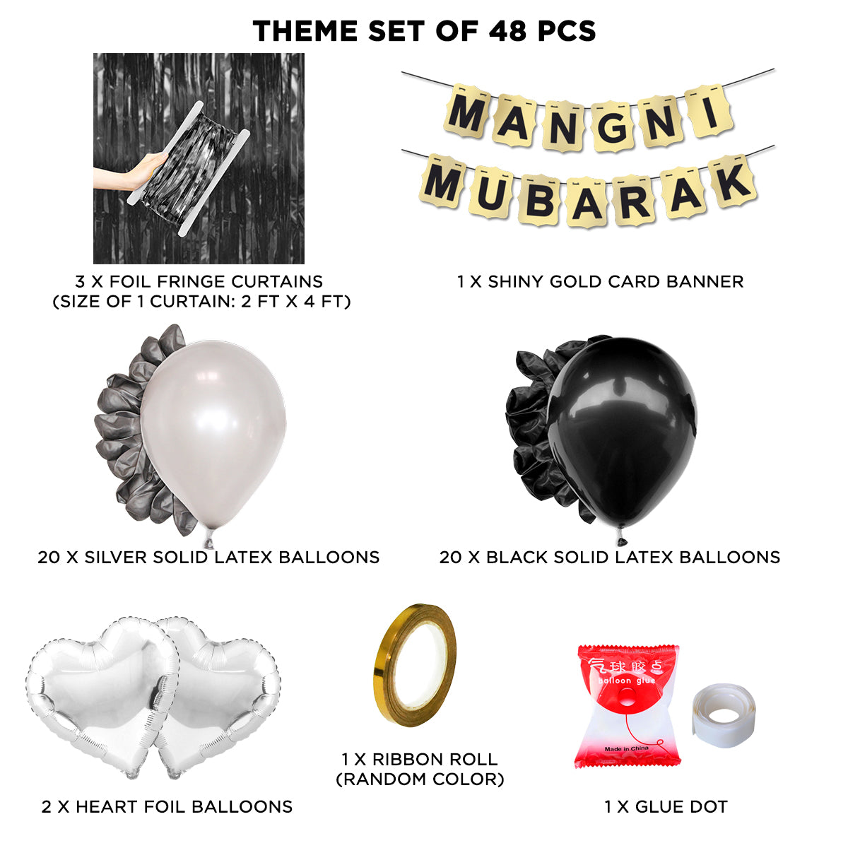 Mangni Mubarak Shinny Gold Card Banner Theme With Curtain