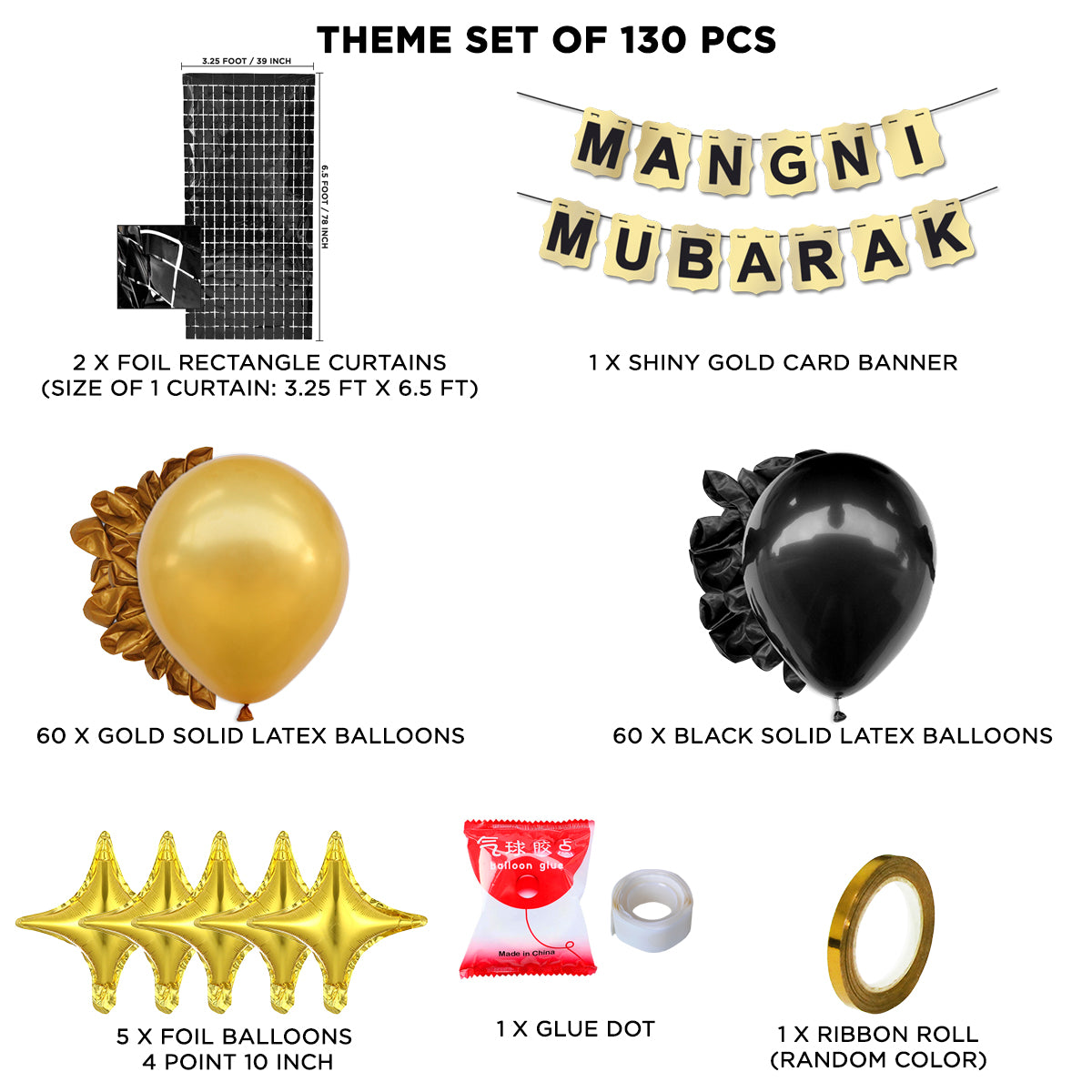 Mangni Mubarak Shinny Gold Card Banner Arch Theme