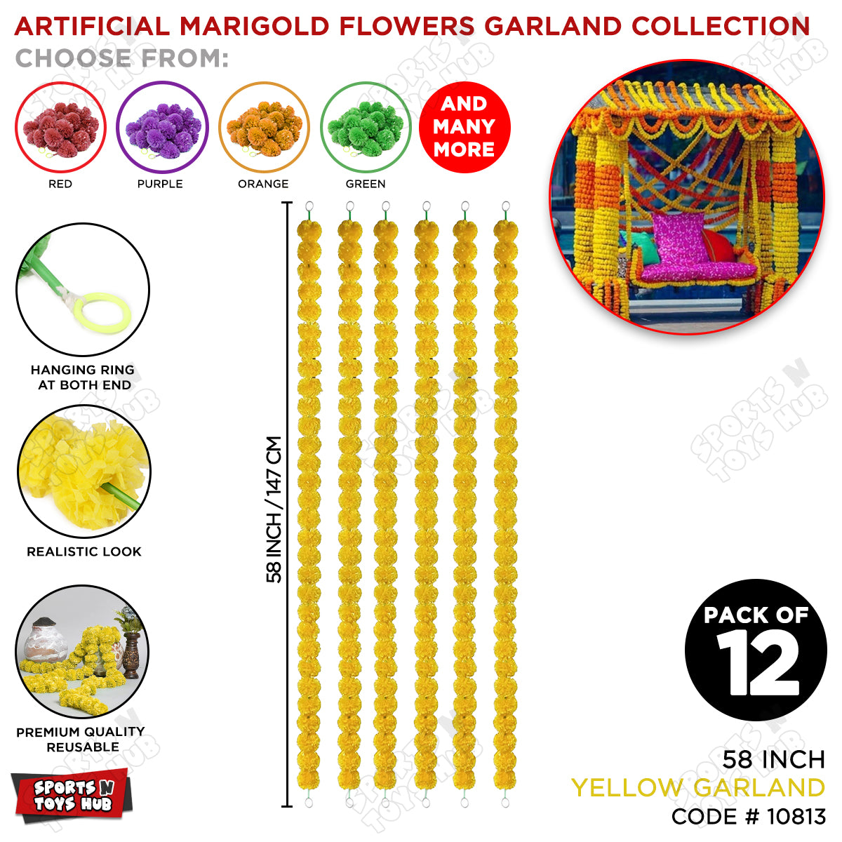 Artifical MariGold Flower Garland Collection