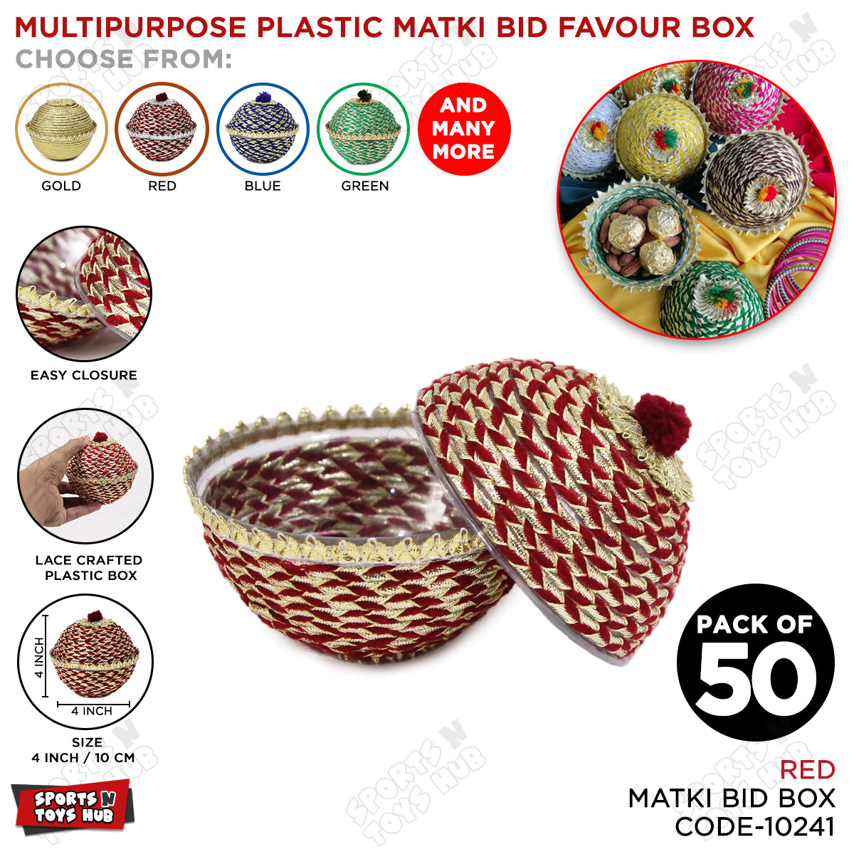 Lace Crafted Plastic Matki Favor Boxes for Nikkah Bid