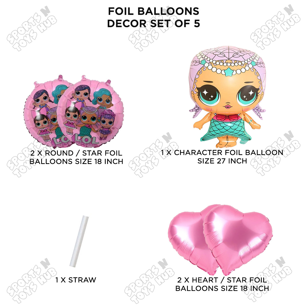 L.0.L Merbaby Foil Balloon Set