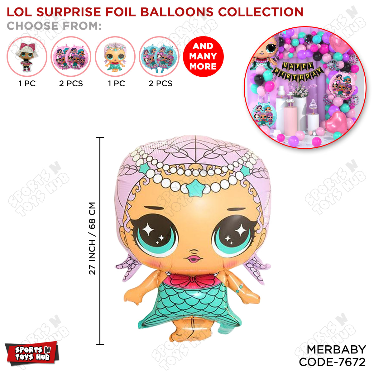 Merbaby Cartoon Foil Balloon