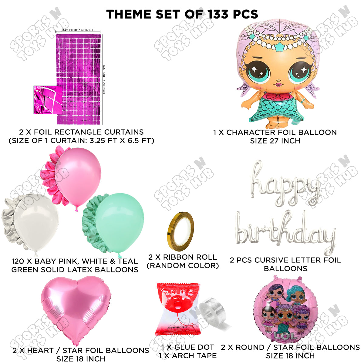 L.0.L Merbaby Cursive Foil Letter Arch Theme Collection