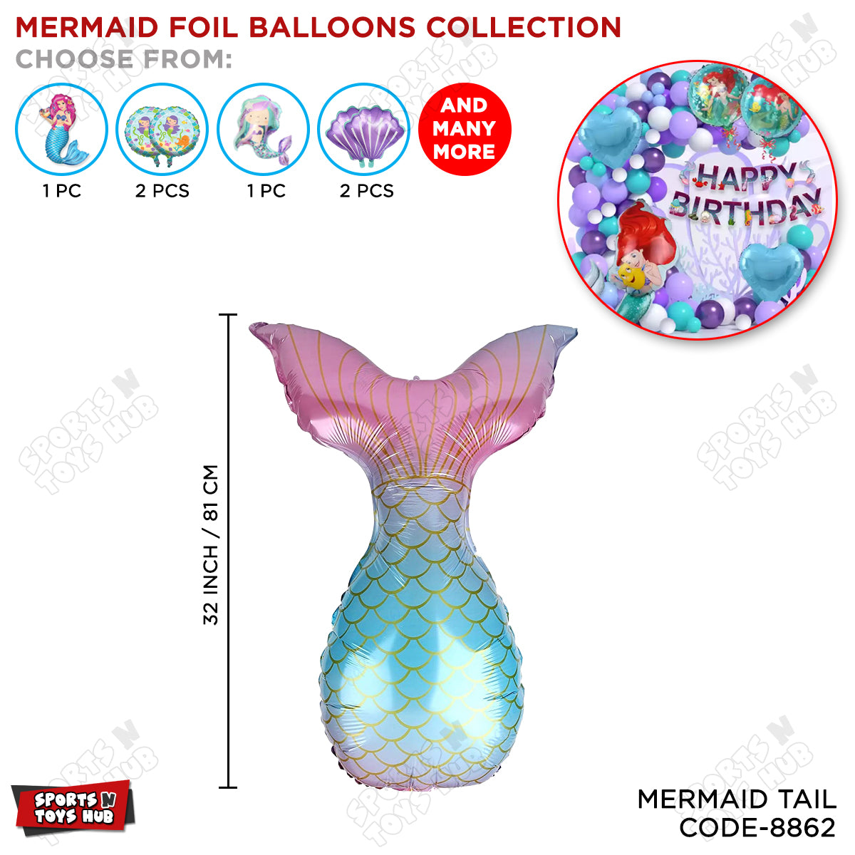 Mermaid Tail Foil Balloon