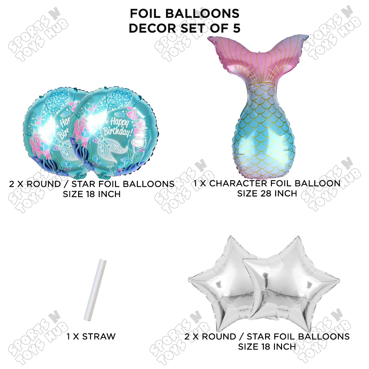 Mer-maid Tail Foil Balloon Set