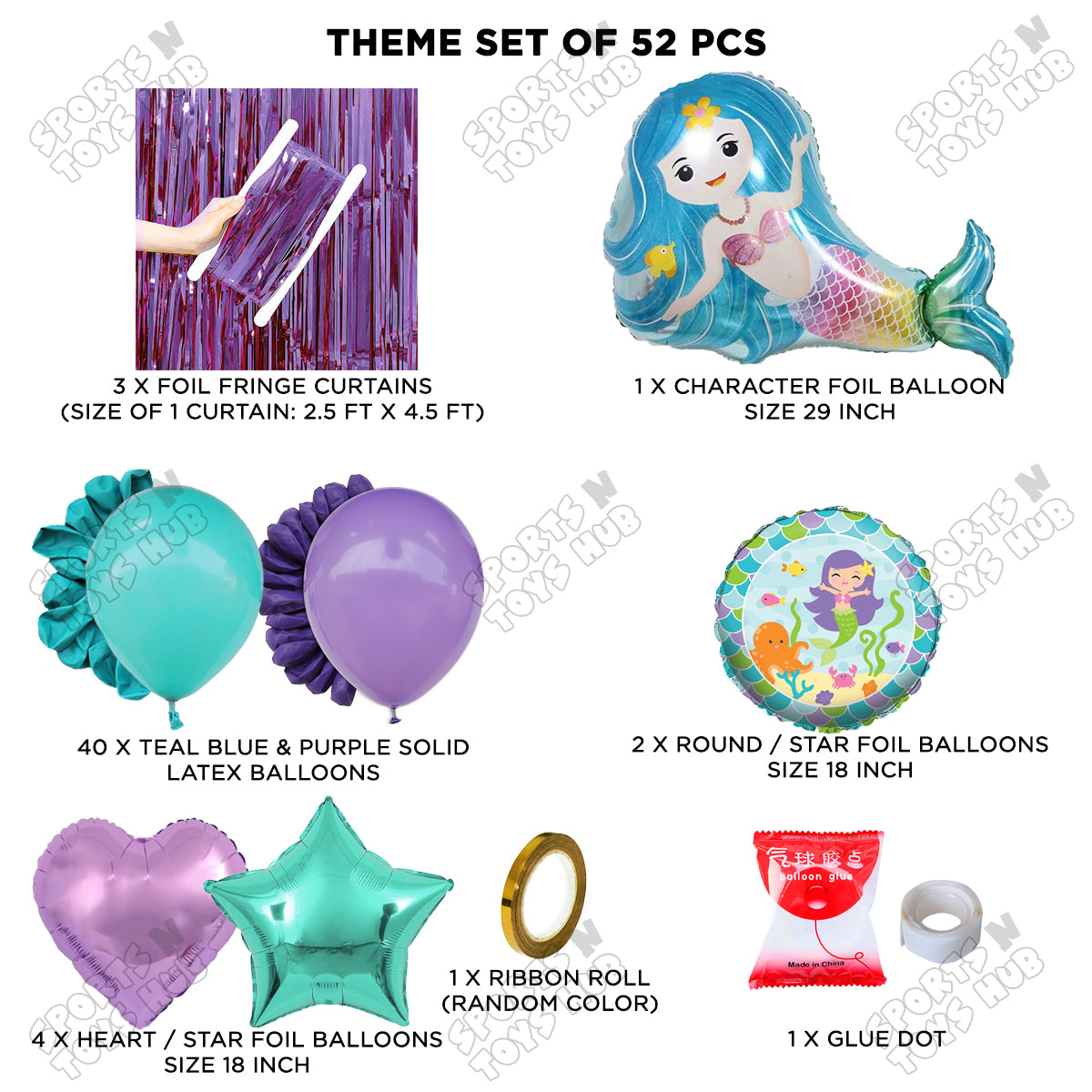 Mermaid Foil Balloon Theme Collection