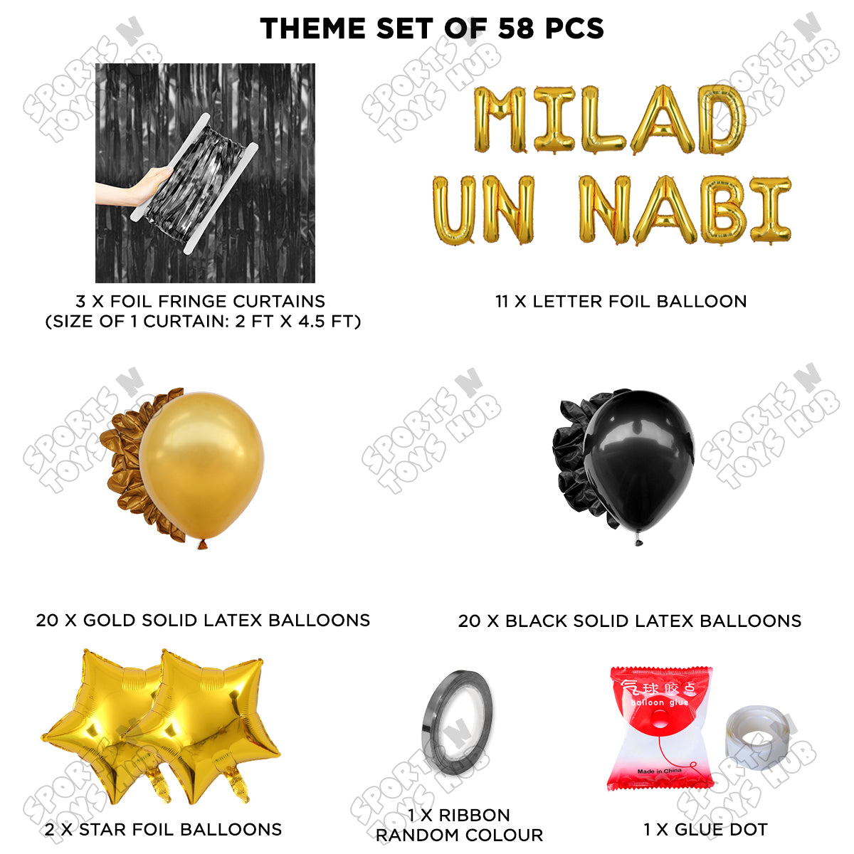 Milad Un Nabi Foil Letter Theme With Curtain