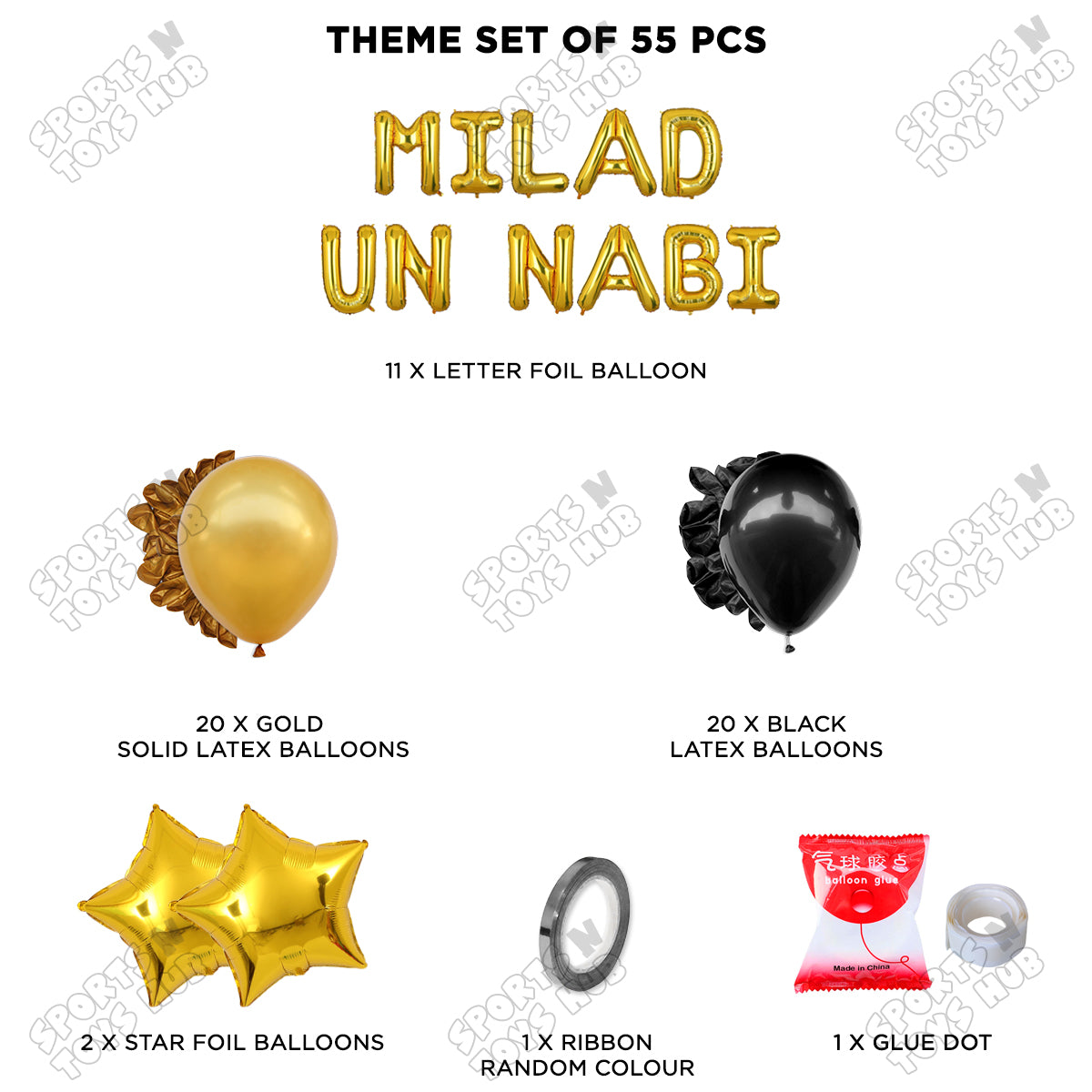 Milad Un Nabi Foil Letter Theme Without Curtain