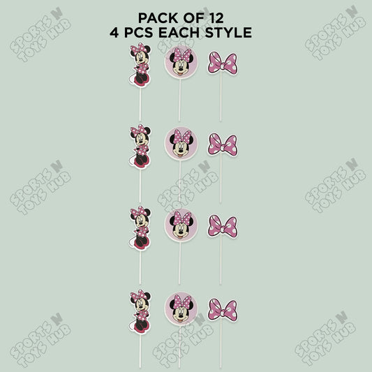 Cartoon Characters Minnie M0use Family Cup Cake Topper - 12 Pcs