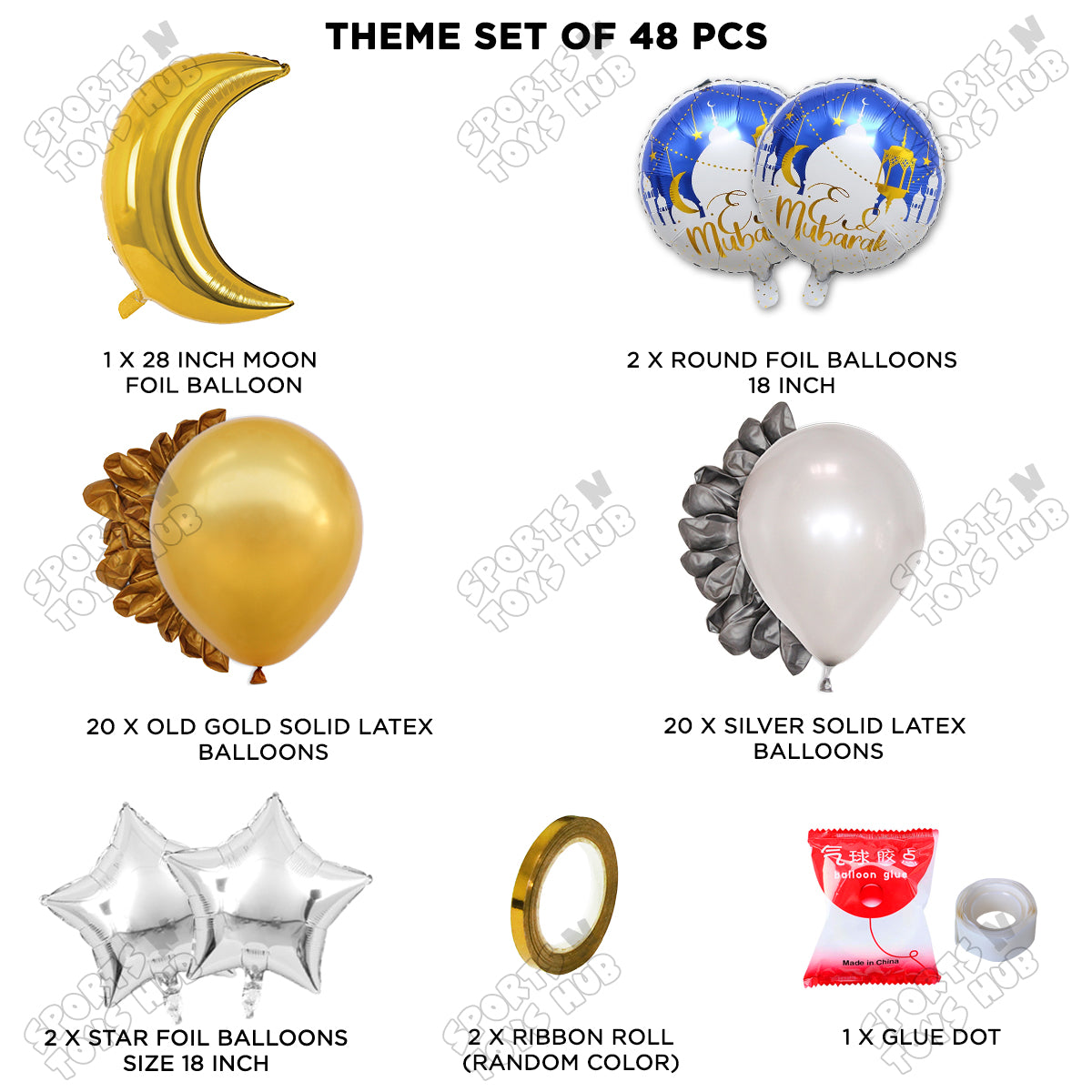 Eid Mubarak Foil Balloon Set Theme Collection