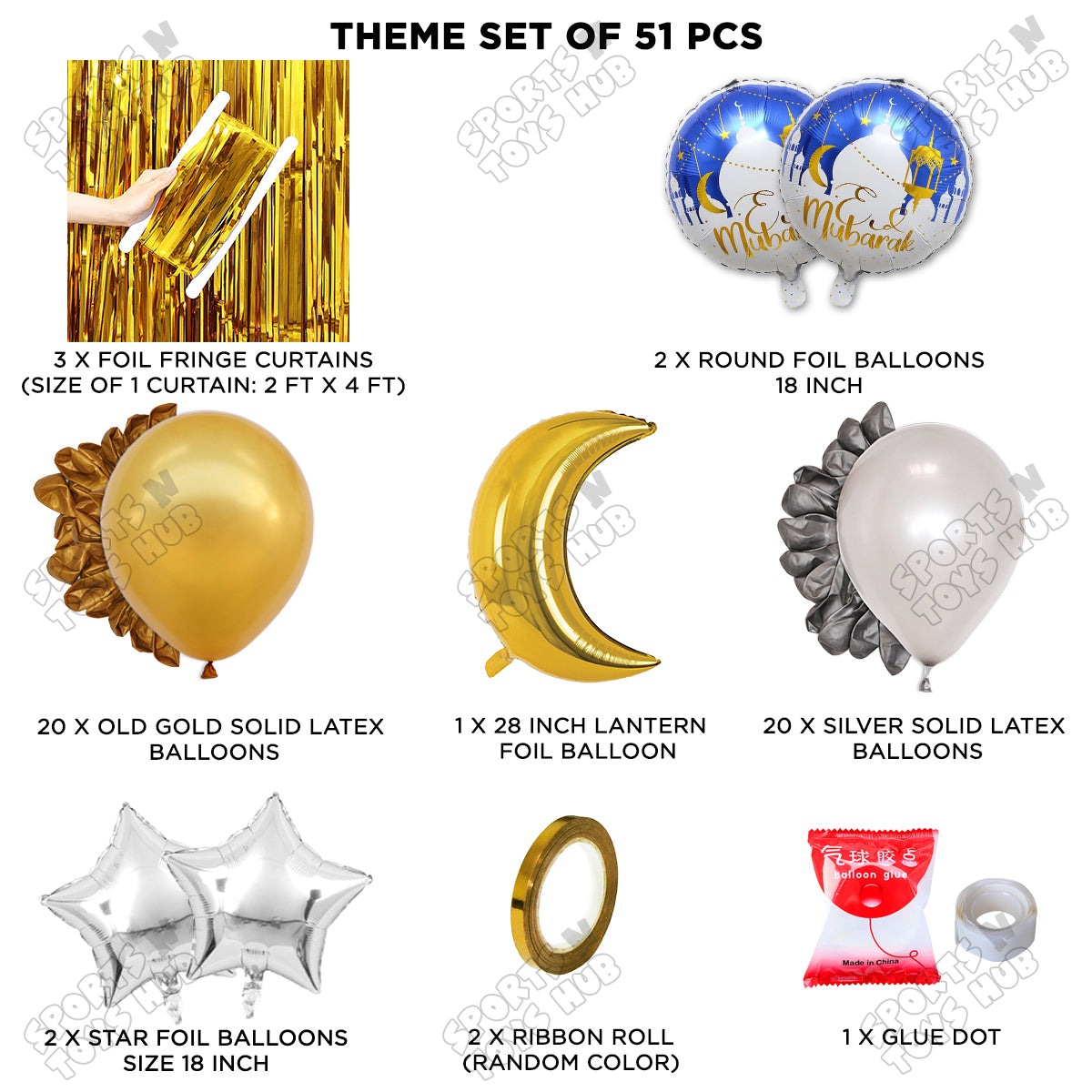 Eid Mubarak Foil Balloon Set Theme Collection