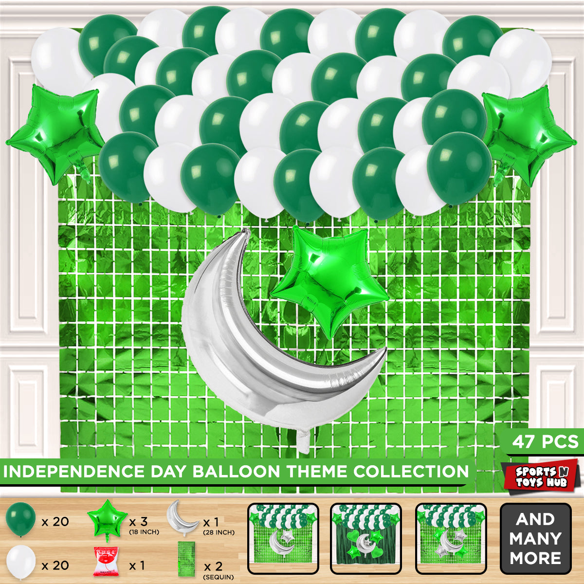 Independence Day Foil Balloon Theme With Rectangle Curtain