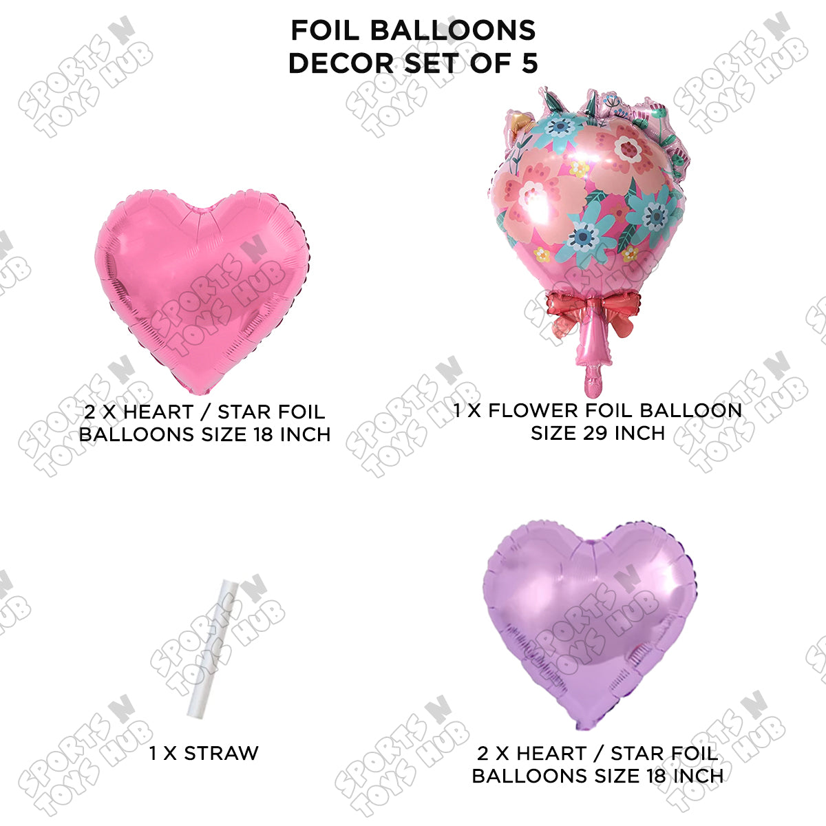 Happy Mothers Day With Flower Bouquet Lavender Purple & Pink Color Foil Balloon Set