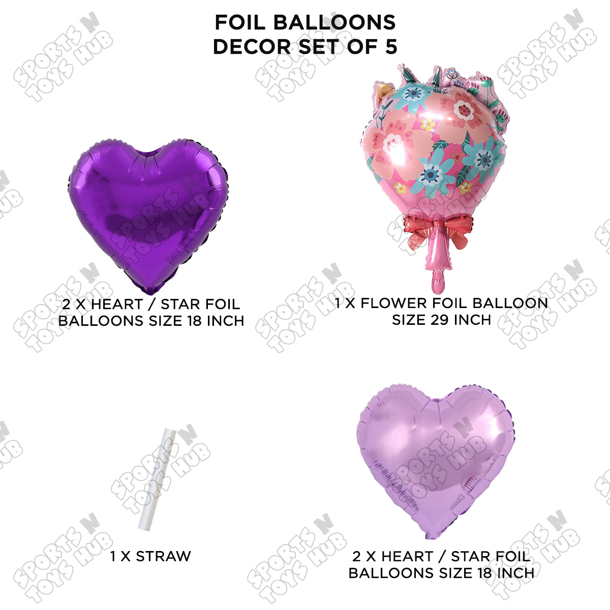 Happy Mothers Day With Flower Bouquet Purple & Lavender Color Foil Balloon Set