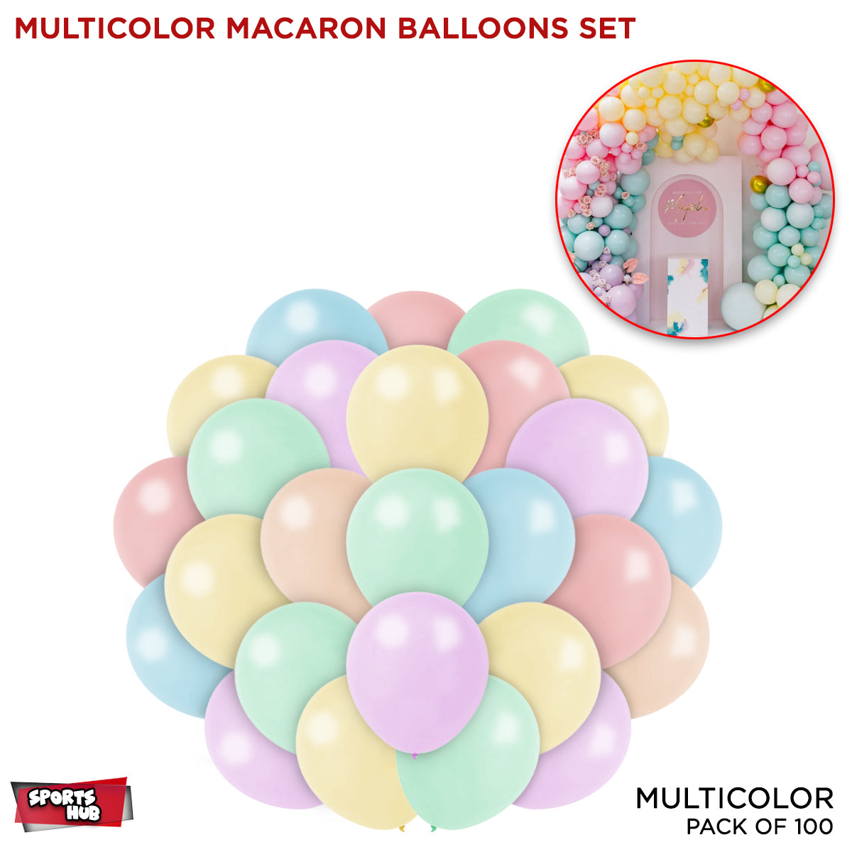 1.5 Gram Macaroon Latex 10 Inch Round Balloons - 100 Pcs