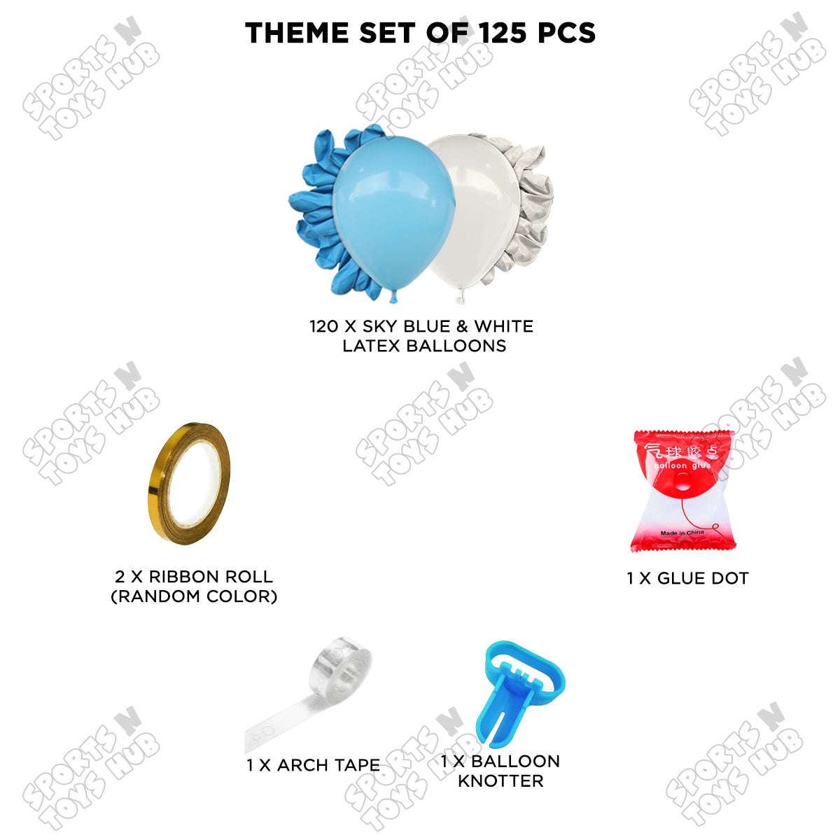 Sky Blue & White Color Latex Balloon Arch Garland Theme