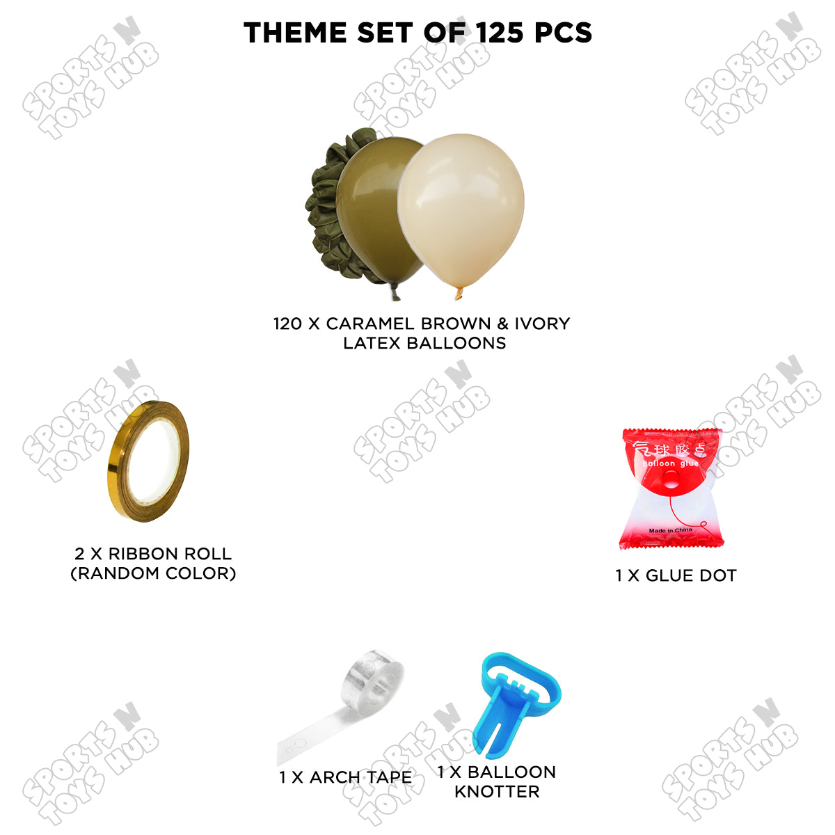 Caramel Brown & Ivory Balloon Arch Garland Theme Kit – Premium Latex Balloon Decoration Set for Birthday Party
