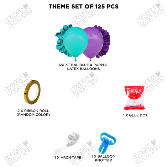 Teal Blue & Purple Balloon Arch Garland Theme Kit – Premium Latex Balloon Decoration Set for Birthday Party