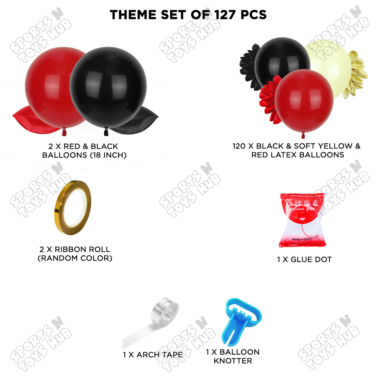 Pokemon Balloon Arch Kit – 127 Pcs | Red, Black & Soft Yellow Balloon Garland, Kids Birthday Party Decorations, Pokemon Theme Backdrop, Photo Booth & Party Supplies
